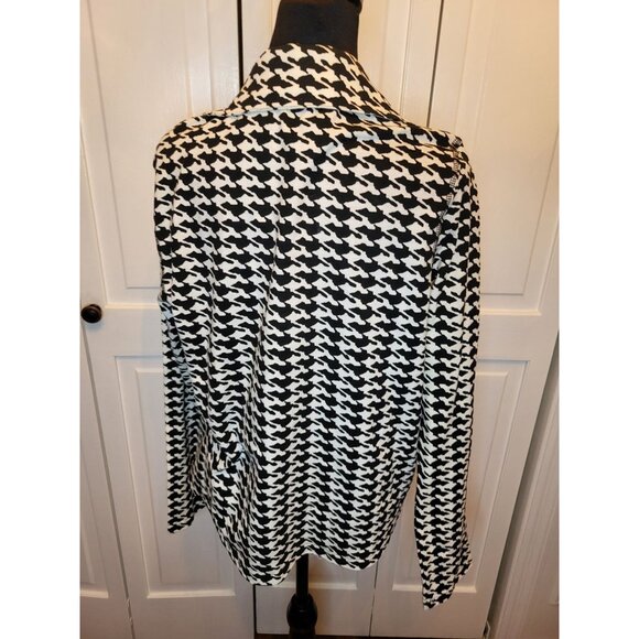 NWT Black/White Houndstooth Knit Zip Up Jacket L Retro Preppy Twee Mod Style - Picture 2 of 6